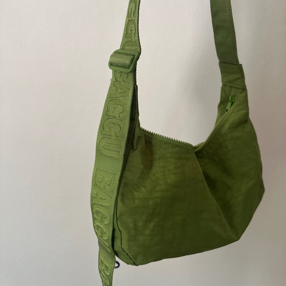 Medium Nylon Crescent Bag in Green Juice
